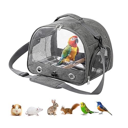 Qfdiwr Vogel Tragetasche Mit Transparentem Fenster - PapageienReiserucksack, Tragbare Faltbare Vogel Tragetasche Mit Stehstange, Transporttasche Für Ziervögel, Vogel Transportkäfig, 33x24x26cm von Qfdiwr