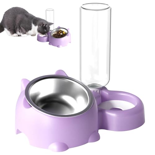 Cat Food and Water Bowl Set, Tilted Dog Dish with Water Dispenser, Pet Feeder Bowl for Cats and Dogs, 16-Degree Tilted Pet Bowl, Cat Water and Food Bowl, Detachable Pet Bowl Set von Qhvynpo