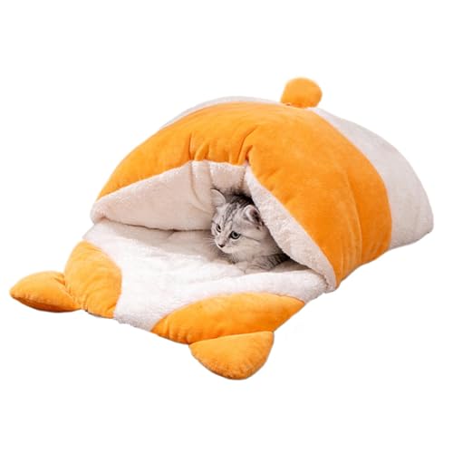 Qhvynpo Cat Sleeping Bag, Cartoon Cat Bed. Cozy Cat Cave, Semi Closed Pet Bed, 360degree Wrap Bed, Warm Cat Hideaway, Cat Cuddle Zone, Winter Cat Bed, Cat Burrow Bed, Covered Hideaway for Cats von Qhvynpo