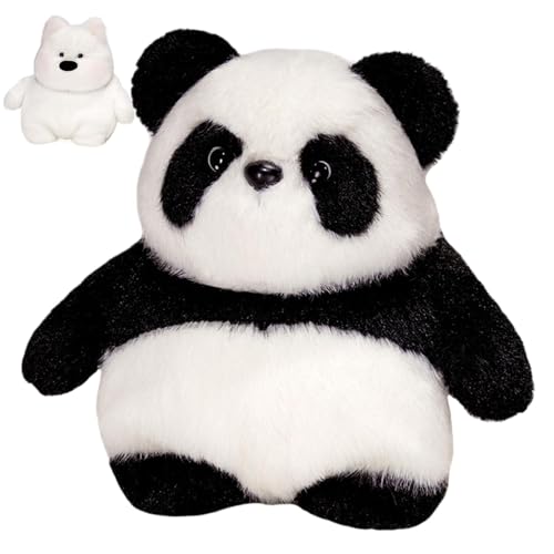 Qhvynpo Panda Plush Doll, Dog Plush Reversible, Cute Panda Toy Plush, Stuffed Panda and Dog, Plush Toy for Kids Room, Double-Sided Stuffed Animal for Couch, Bedroom, Living Room, Game Room, Kids Room von Qhvynpo