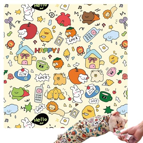 Qhvynpo Self-Adherent Cat Swaddle Wrap, Self-Adherent Pet Cat Grooming Wrap Bag, Pet Supplies Cat Calming Wrap for Nail Clipping, Clean Ears, Brush Teeth, Adjustable Cat Grooming Wrap von Qhvynpo