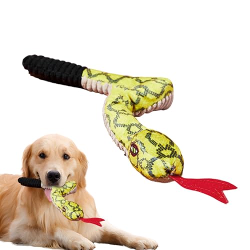 Qhvynpo Squeaky Snake Dog Toy, Plush Dog Chewing Toy, Stuffed Animal Dog Toy, Bite-Resistant Dog Toy, Chew Toy for Large Dogs, Chew Toy for Small Dogs, Sounding Paper Chew Toy, Cute Dog Plush Toy von Qhvynpo