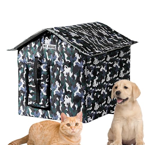 Weatherproof Cat Shelter, Detachable Cat Bed, Sunproof Cat Cushion Bed Cat Shelter for Garages Porches Balconies Backyards, Washable Outdoor Cat Bed, Cat Bed for Rain and Sun von Qhvynpo