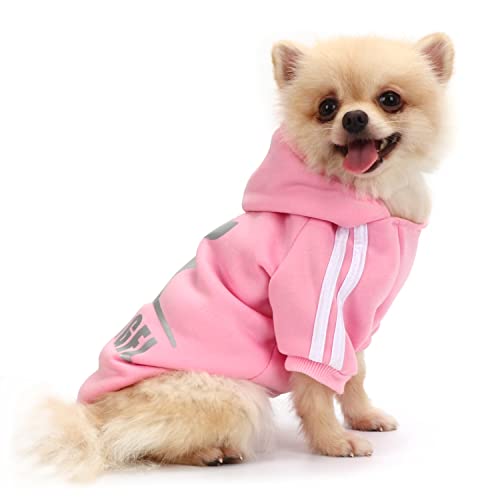 QiCheng&LYS Fashion Dog Hoodie Dog Clothes Pure Cotton Sweatshirt Hunde Pullis Für Mittelgroße Hunde (Rosa, M) von QiCheng&LYS