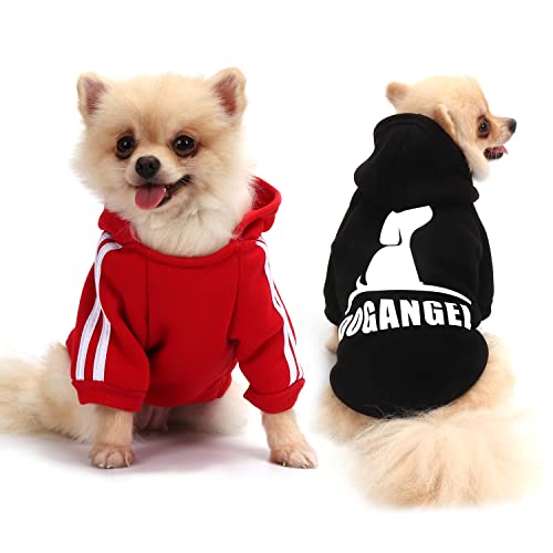 QiCheng&LYS Hunde Hoodies kleine Hunde Strickpullover wintermantel für kleine Hunde (A-Schwarz/Rot, S) von QiCheng&LYS