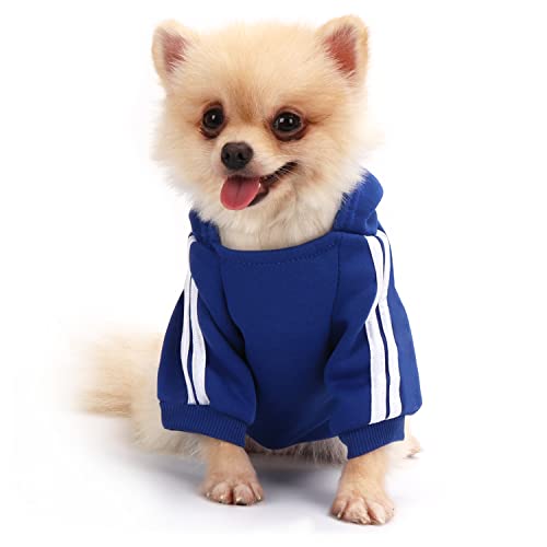 QiCheng&LYS Hunde Pullis Kleine Hunde Hunde Hoodie Pullover Chihuahua Warm Pullover Mantel Pet Kleidung Bekleidung(Navy blau, L) von QiCheng&LYS