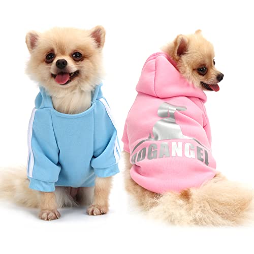 QiCheng&LYS Hundehoodie kleine Hunde Strickpullover wintermantel für kleine Hunde (Rosa/Blau, XL) von QiCheng&LYS