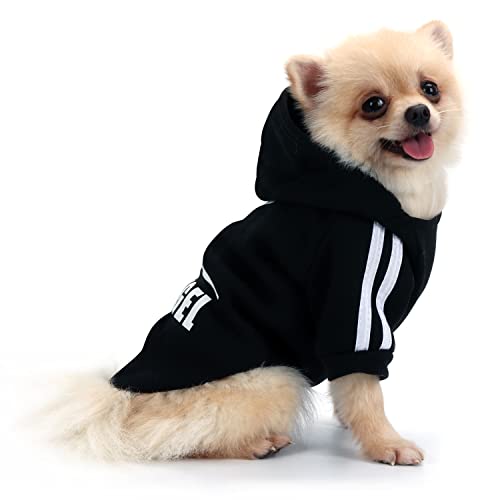 QiCheng&LYS Knitted Dog Hoodie for Small Dogs，Fashion Chihuahua Kleidung,Hundepullover Kleine Hunde,Weich und Warm (Schwarz, XXL) von QiCheng&LYS