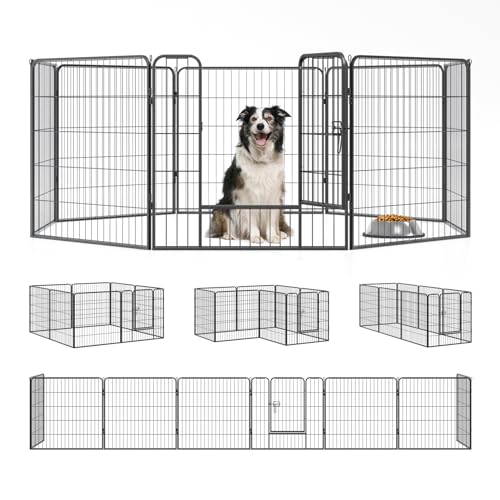 QianRuiDa Parc Enclos Pour Chiens 80cm x 80cm Haut Clôture Chiot Intérieur/Extérieur Animaux Grillage 8 Panneaux von QianRuiDa