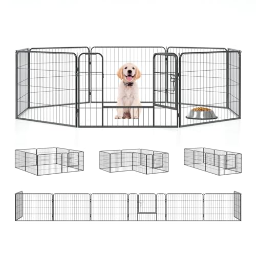 QianRuiDa Welpenauslauf Haustier Zaun Falten Welpenlaufstall Hundelaufstall Metall Playpen Übung Outdoor Freigehege für Hund (8-Stück, 60cm) von QianRuiDa