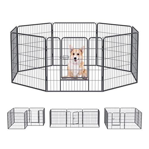 Qianruida Welpenauslauf 80cm Hoch Hundelaufstall Welpenlaufstall für Wohnung/Draußen Freilaufgehege 8-Stück von QianRuiDa