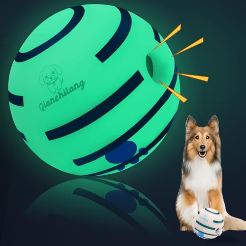 Qianchilang Wackelkicherball für Hunde, langlebiger interaktiver beleuchteter Hunde-Wackelball, Hundebälle mit lustigen Kichergeräuschen beim Rollen oder Schütteln, leuchtet im Dunkeln, Ball für von Qianchilang