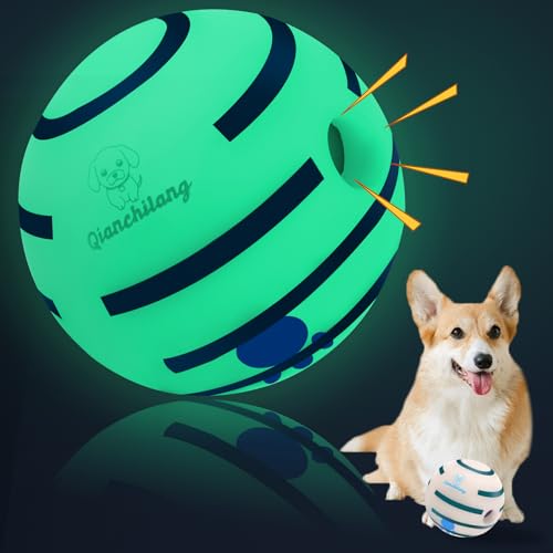 Qianchilang Wackelkicherball für Hunde, langlebiger interaktiver beleuchteter Hunde-Wackelball, Hundebälle mit lustigen Kichergeräuschen beim Rollen oder Schütteln, leuchtet im Dunkeln, Ball für von Qianchilang