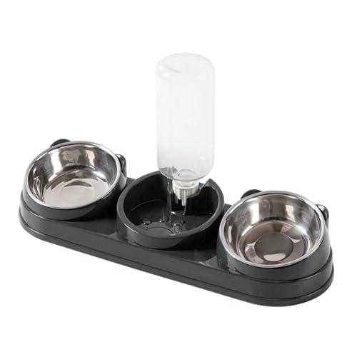 Qianly 3er Set Kombinationsnapf für Haustiere mit Wasserspender Und Neigungsfunktion Aus Edelstahl Und PP für Mehrere Tiere, Dunkelgrau Qianly 3er Set Kombinationsnapf für Haustiere mit Wasserspender Und Neigungsfunktion Aus Edelstahl Und PP für Mehrere Tiere, Dunkelgrau von Qianly