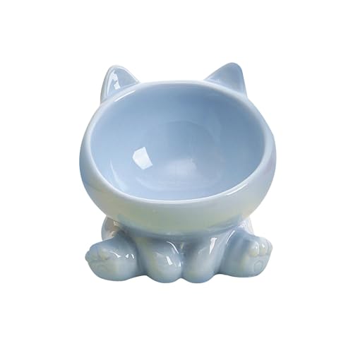 Qianly Futternapf für Katzen aus, Porzellannapf, einfache Reinigung, Stabiler Wassernapf für Kätzchen, Futterbehälter für Katzen, Trockenfutter und, Blau von Qianly