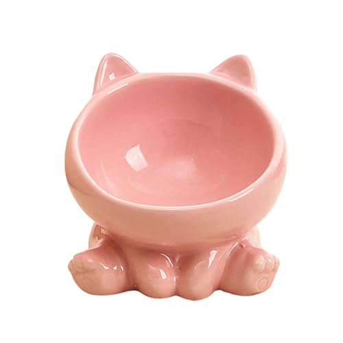 Qianly Futternapf für Katzen aus, Porzellannapf, einfache Reinigung, Stabiler Wassernapf für Kätzchen, Futterbehälter für Katzen, Trockenfutter und, ROSA von Qianly