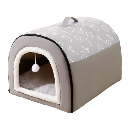 Qianly Gemütlicher Tierheim für Katzen Und Hunde mit Faltbarem Design Und Kissen, L grau von Qianly