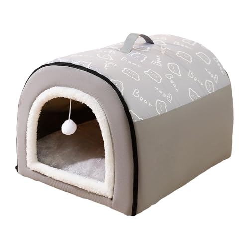 Qianly Gemütlicher Tierheim für Katzen Und Hunde mit Faltbarem Design Und Kissen, M grau von Qianly