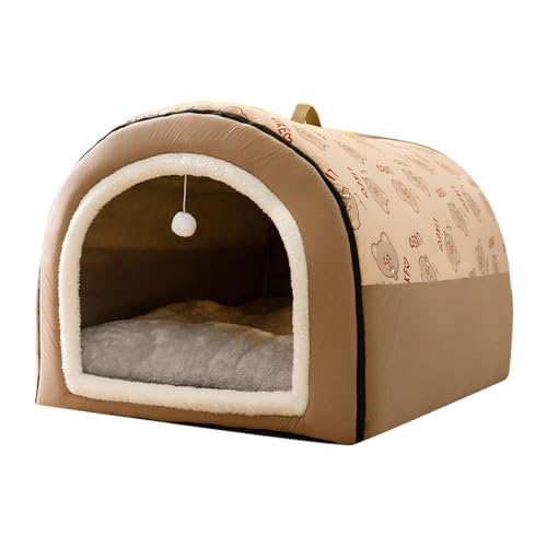 Qianly Gemütlicher Tierheim für Katzen Und Hunde mit Faltbarem Design Und Kissen, XL braun von Qianly