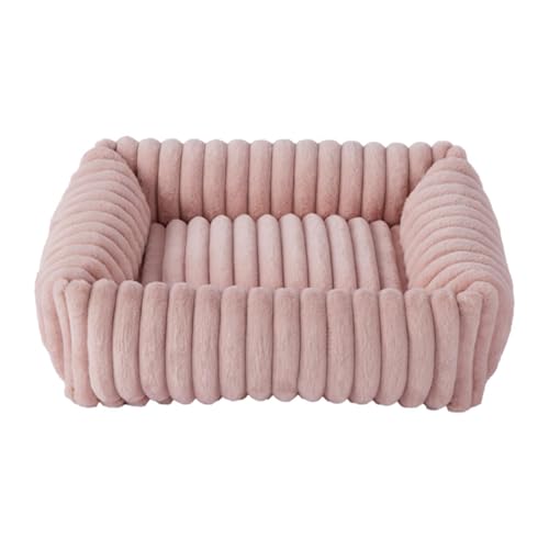 Qianly Gemütliches Haustiersofa für Kleine Hunde Und Katzen mit Abnehmbarer Matte, Rosa, L von Qianly