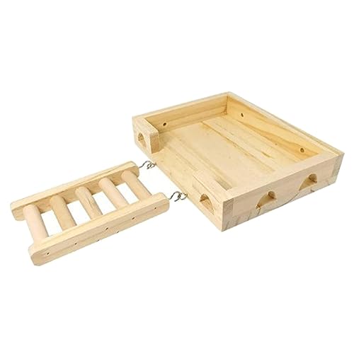 Qianly Hamster Holzleiter Spielzeug Leiter Spielspielzeug für Chinchilla Eichhörnchen Kaninchen Meerschweinchen Kleintier Hamster Stand Plattform, Plattform 20x15,4x4cm von Qianly