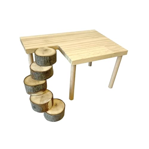 Qianly Hamster Spielplatz mit Holzregal Und Kletterstruktur für Kleine Tiere, A von Qianly