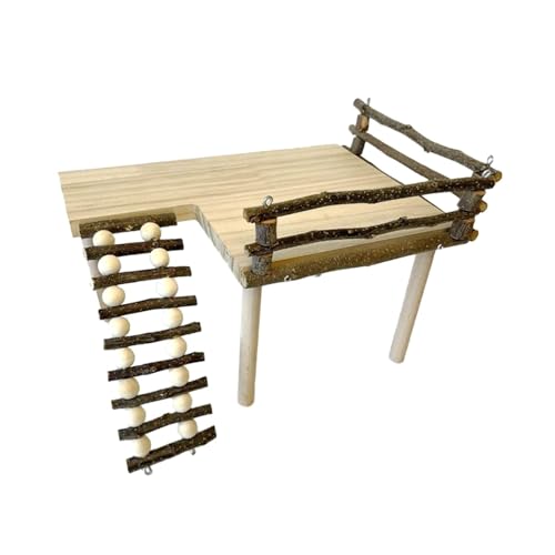 Qianly Hamster Spielplatz mit Holzregal Und Kletterstruktur für Kleine Tiere, C von Qianly