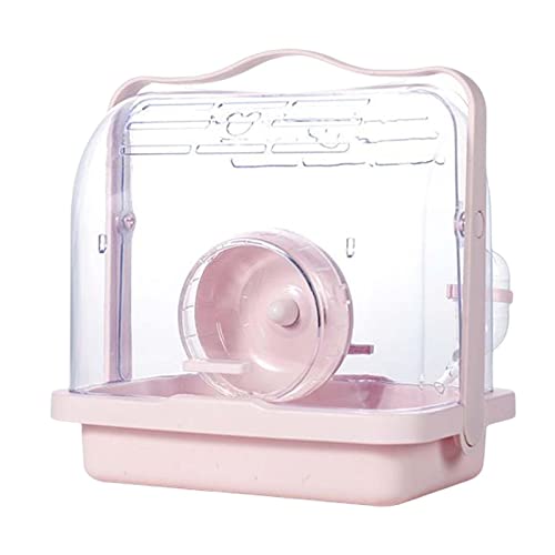 Qianly Hamsterkäfig mit Laufrad Hamsterkäfig Reisekäfig Transportkäfig für Kaninchen Eichhörnchen Igel Kleintiere Outdoor, ROSA von Qianly