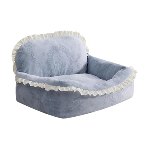 Qianly Haustierhundbett Warm Warmes Zwinger Sofa Nicht Schleuderboden Kitty Elegant Herbst Winter Bequemer Welpe Home Dekoration Warm für Innenkatzen, Graublau von Qianly