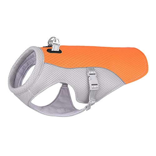 Qianly Hund Kühlweste Geschirr Sicherheit Reflektierende Haustierkleidung Kühljacke Atmungsaktive Mesh Kühljacken Haustier Kühlweste für Outdoor-Training, Orange XXXL von Qianly