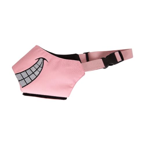 Qianly Hunde-Maulkorb aus Nylon, anpassbar für kleine und mittelgroße Tiere, Rosa, L von Qianly