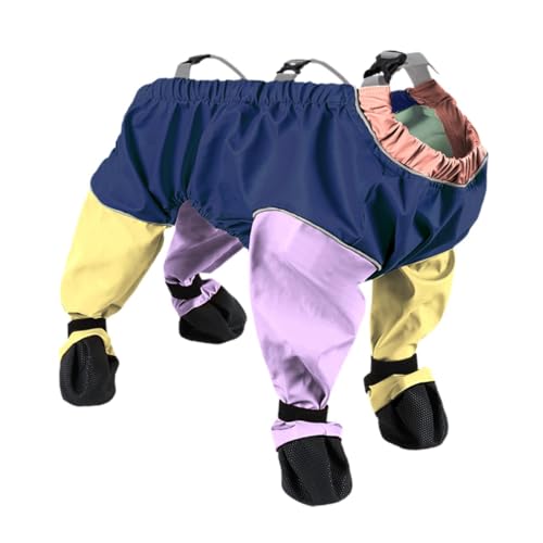 Qianly Hunde Regenjacke mit Kapuze, Haustier Regenmantel für Den Außenbereich, Vollständiger Körperschutz, Multicolor L von Qianly