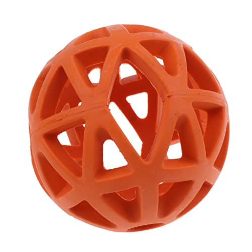 Qianly Hundespielzeug Gitterball aus Vollgummi für Kauen, Orange - L von Qianly