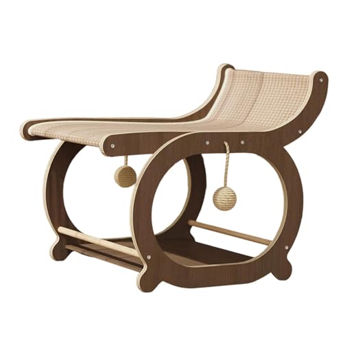 Qianly Indoor Katzenkratzbrett mit Hängenden Bällen Und Modernem Design Zum Entspannen, Dunkelbraun Qianly Indoor Katzenkratzbrett mit Hängenden Bällen Und Modernem Design Zum Entspannen, Dunkelbraun von Qianly