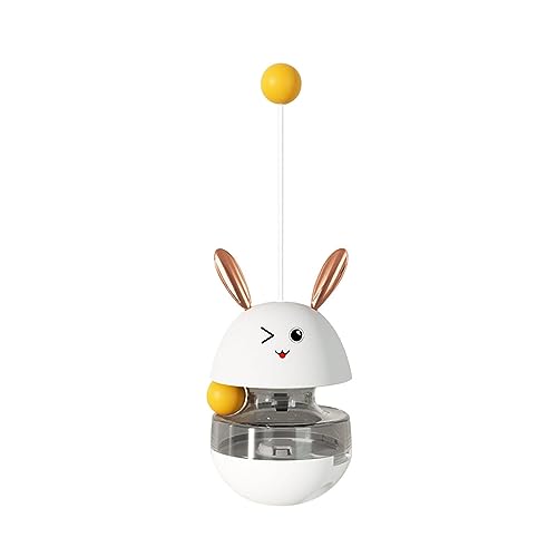 Qianly Katzen-Leckerli-Ballbecher, interaktives Katzenspielzeug, langsamer Futterautomat für kleine, mittelgroße und große Hunde, Weiß von Qianly