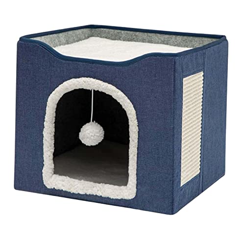 Qianly Katzenbett Nest Interactive Cave Ball Hanging House Komfortables Kratzbrett Kratzbrett Warmer für drinnen und draußen, Dunkelblau Qianly Katzenbett Nest Interactive Cave Ball Hanging House Komfortables Kratzbrett Kratzbrett Warmer für drinnen und draußen, Dunkelblau von Qianly