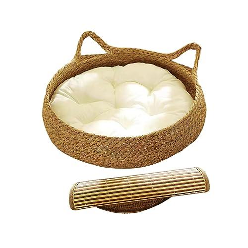 Qianly Katzenbettkorb, Katzenlounge mit Kissen, atmungsaktives Nest, Katzenhaus, Katzenkratzbrett für Kätzchen, große Katzen, kleine Hunde, M 38cmx38cmx13cm von Qianly