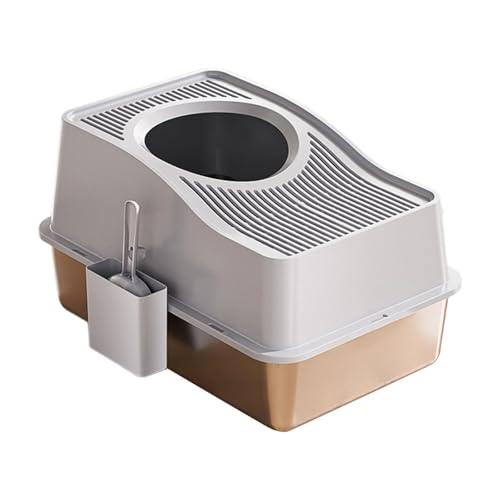 Qianly Katzentoilette Aus Edelstahl Und PP Deckel mit Spritzschutz Und Multifunktionalem Einstieg von Oben, Grau Qianly Katzentoilette Aus Edelstahl Und PP Deckel mit Spritzschutz Und Multifunktionalem Einstieg von Oben, Grau von Qianly