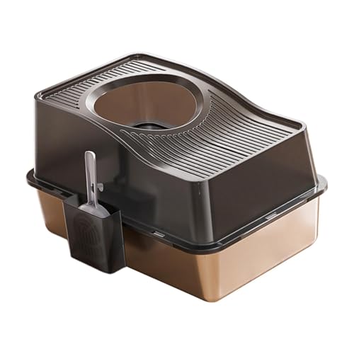 Qianly Katzentoilette Aus Edelstahl Und PP Deckel mit Spritzschutz Und Multifunktionalem Einstieg von Oben, Schwarz Qianly Katzentoilette Aus Edelstahl Und PP Deckel mit Spritzschutz Und Multifunktionalem Einstieg von Oben, Schwarz von Qianly
