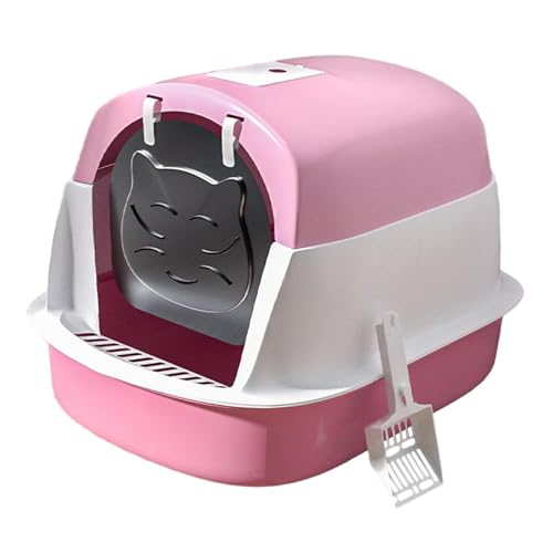 Qianly Katzentoilette mit Abdeckung Und Haube, Geschlossene Toilette für Katzen, Rosa von Qianly