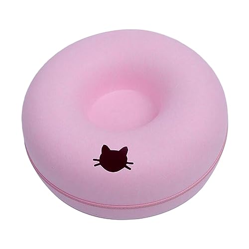 Qianly Katzentunnelbett für Mehrere Katzen, Waschbare Donut Höhle Aus Filz mit Reißverschluss, Rosa 50cm von Qianly