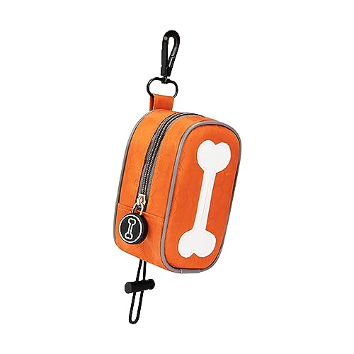 Qianly Kotbeutelspender für Hunde, Halter mit Karabiner, Beutelträger für Leine, Auffangbehälter für Camping, Orange von Qianly