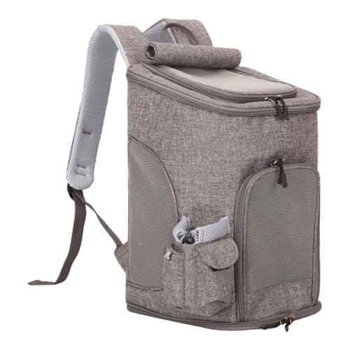 Qianly Mesh Pets Rucksack Tragetasche Hunderucksack Haustier Reisetasche für Wandern im Freien kleine Katzen und Hunde, Grau von Qianly