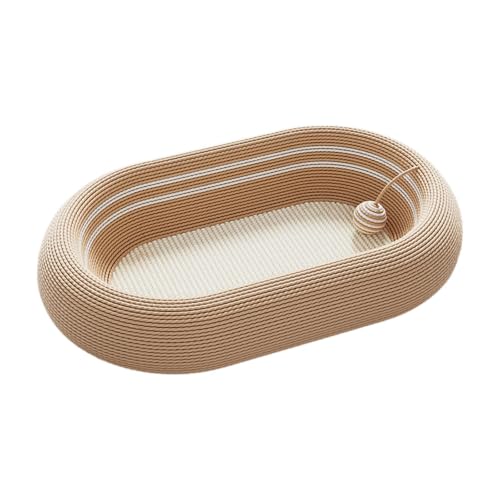 Qianly Ovales Katzenkratzkissen, Katzenbett für Couch, Teppiche, Sofas mit Ballspielzeug, Katzenkratzkissen, Braun Weiß Qianly Ovales Katzenkratzkissen, Katzenbett für Couch, Teppiche, Sofas mit Ballspielzeug, Katzenkratzkissen, Braun Weiß von Qianly