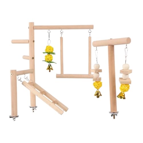 Qianly Papageien-Spielplatz, Vogel-, Sittich-Spielständer, Kauspielzeug für Finken-Lovebird von Qianly