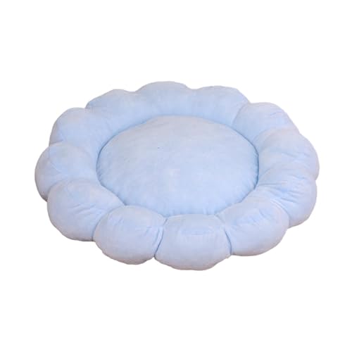 Qianly Petals Katzenbett, Haustier Schlafunterlage, Maschinenwaschbares, Rutschfestes Kleines Hundebett, Weiches Haustier Nistbett für Hauskatzen, Zwergspitz, Blau von Qianly