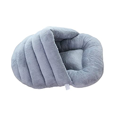 Qianly Warmes Katzenbett in Pantoffelform, Höhlen Haustierschlafsack, Maße 20,5 X 15,7 Zoll, Tragbar, Faltbar, Hübsch, Waschbar, Haustierbedarf, GRAU von Qianly