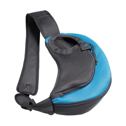 Hundetasche,Tragetasche Hund Hund Welpenträger Umhängetasche Outdoor Reise Kleine Hundeträger Beutel Oxford Mesh Atmungsaktiv Comfort Sling Handtasche Haustierenträger(Light blue,L) von QiaoJun