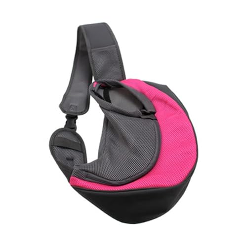 Hundetasche,Tragetasche Hund Hund Welpenträger Umhängetasche Outdoor Reise Kleine Hundeträger Beutel Oxford Mesh Atmungsaktiv Comfort Sling Handtasche Haustierenträger(Pink,S) von QiaoJun