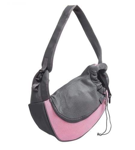 Hundetasche,Tragetasche Hund Mesh Haustier Hundeträger Outdoor Reise Handtasche Beutel Atmungsaktive Oxford Single Umhängetasche Sling Comfort Travel Umhängetasche(Pink,L) von QiaoJun